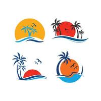Palm Tree Summer Logo Illustration Set vector