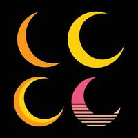 Colorful Crescent Moon Icons with Gradient and Abstract Design Elements. vector