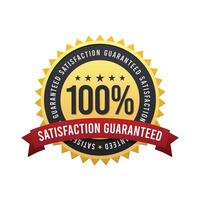 100 Customer Satisfaction Guaranteed Badge with Red Ribbon and Star Object for Business, Website, Sales Page and Products Funnel vector