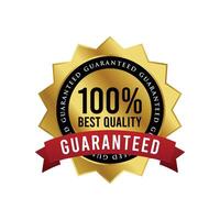 100 Best Quality Guaranteed Badge with Red Ribbon and Star Object for Business, Website, Sales Page and Products Funnel vector