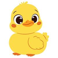 Super cute duckling with big eyes. Flat illustration in simple childish style. White background vector
