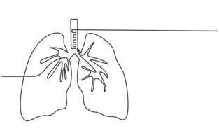 Lungs Hand drawn icon continuous line drawing vector