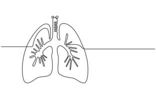 Lungs human organ one line illustration vector