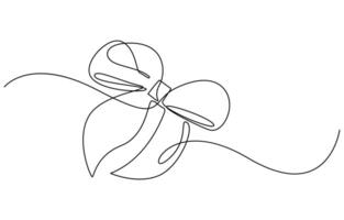 continuous line drawing of gift ribbon red bow vector