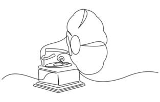 Continuous line art of Gramophone vector