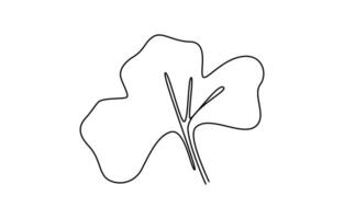 Ginkgo Leaf Continuous Line Drawing vector