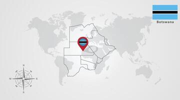 Botswana flag icon design with map outline vector