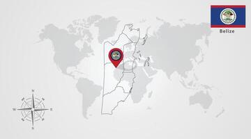 Belize flag icon design with map outline vector