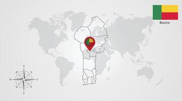 Benin flag icon design with map outline vector
