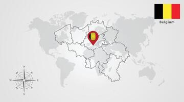 Belgium flag icon design with map outline vector