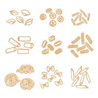 Hand drawn pasta variations set. Different types of Italian pasta vector