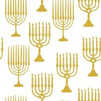 Seamless pattern with hand drawn traditional two types of Jewish menorah. Simple design for textile, wrapping paper, background, gift paper vector