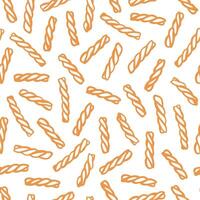 Hand drawn gemelli pasta seamless pattern. Italian pasta design for textile, fabric, wrapping paper vector