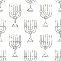 Hand drawn traditional Jewish menorah seamless pattern. Simple design for textile, wrapping paper, background, gift paper vector