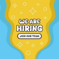 we are hiring poster with paper cut background in comic style design vector