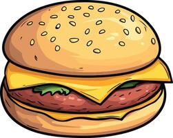 Cheese burger cartoon on white background vector