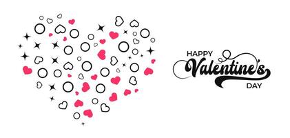 Happy Valentine's Day Banner Background With Hearts Random Shape Geometric. vector