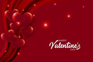 Valentines Day Background. Luxury, Modern Red Background With Heart And Sparkling Elements Banner Social Media Post. vector