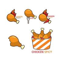 Cartoon chicken drumsticks in various poses, including a stack of fried chicken pieces labeled vector
