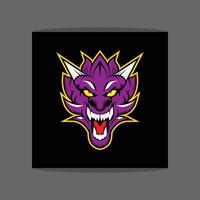 Abstract dragon head logo or icon with sharp angle features and black and white background vector