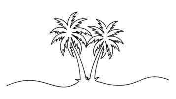 Palm Tree Illustration Minimalist Continuous One-Line Drawing for Tropical Designs vector