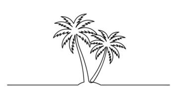 Tropical Palm Tree Continuous One-Line Drawing in Minimalist Style vector