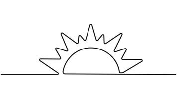 Simple and minimalist continuous line drawing of sun icon. Sun continuous line icon illustration vector