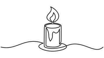 Candlelight Continuous One Line Drawing Minimalist Art for Christmas and Warmth Themes vector