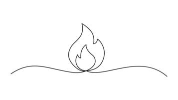 Continuous One Line Flame Art Elegant Fire Illustration with Editable Stroke vector