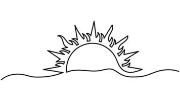 continuous line drawing of sun, Simple and Clean Icon Illustration in Minimalist Style vector