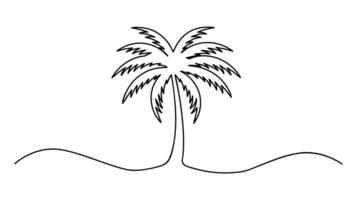Minimal Palm Tree Design Continuous Line Drawing for Tropical and Beach-Themed Art vector