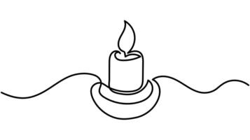 Minimalist Candle Icon continuous one line drawing for Light and Celebration Concepts vector
