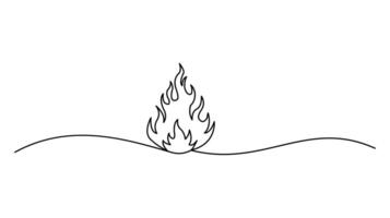 Flame Continuous One-Line Drawing Minimalist Fire Art with Editable Stroke vector