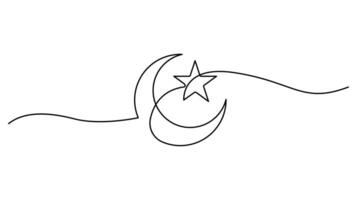 Minimalist Moon and Star Illustration continuous one line drawing for Ramadan and Nighttime Themes vector