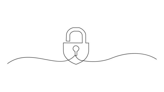 lock continuous one line drawing Simple and Stylish Outline for Modern Art Concepts vector