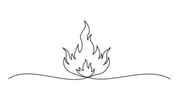 fire continuous one line drawing Minimal Line Art Flame with Editable Stroke for Versatile Use vector
