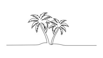 Elegant Palm Tree Outline Minimalist Continuous Line Drawing for Tropical Decor vector
