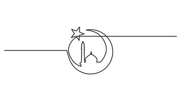 Moon and Star Continuous One Line Drawing Minimalist Illustration for Ramadan Kareem vector