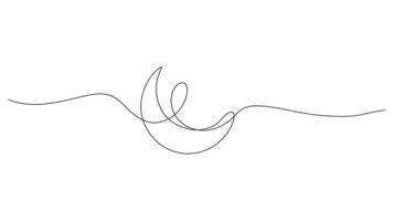 Crescent Moon with Star Elegant continuous one line drawing for Sleep and Ramadan Symbols vector