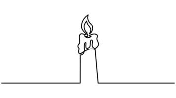 Christmas Candle Line Art Elegant Continuous One-Line Drawing for Festive Themes vector