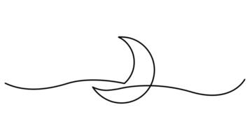Moon and Star Art Minimalist continuous one line drawing Illustration with Editable Stroke vector