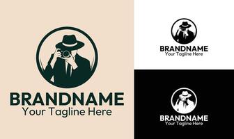 Retro Photographer in Hat Logo for Creative Studios and Personal Branding vector