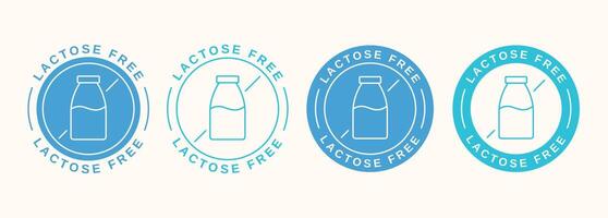 Set of lactose free labels and badges. Product signs in flat style. illustration vector