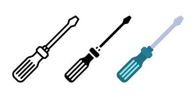 Screwdriver icon set. Tools sign. for mobile concept and web design. illustration on white background vector