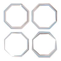 Set of four octagonal frames with sharp eight-sided geometric design with jagged brushstroke effect. Modern and versatile decorative elements. For artistic flair to posters, cards, or invitations. vector
