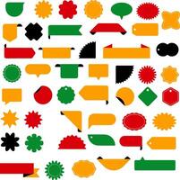Set of starburst stickers sale badge, price tag, shopping labels. Includes empty retro color starburst emblems. vector