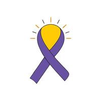 Sunburst Behind Purple Ribbon Symbolizing Support and Positivity Abstract Art vector