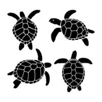 Flat design animal turtle silhouette set vector