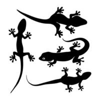 Lizard Silhouette Set Minimalist Black Gecko and Reptile Illustrations vector