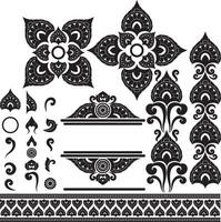 Thai Pattern Elements and Borders for Invitations and Craft Design vector